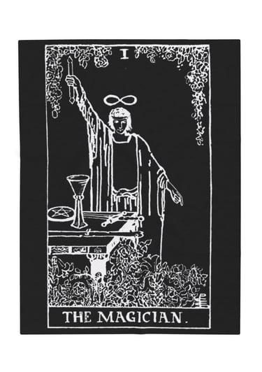 black and white the magician tarot blanket