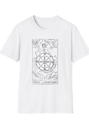 black and white the wheel tarot t-shirt