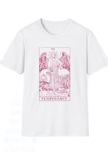 white and pink temperance tarot t-shirt