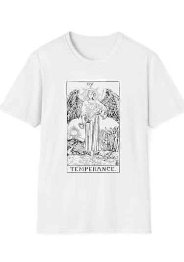 black and white temperance tarot t-shirt