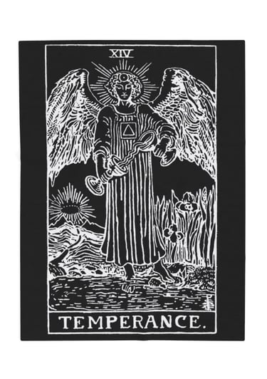 black and white temperance tarot blanket