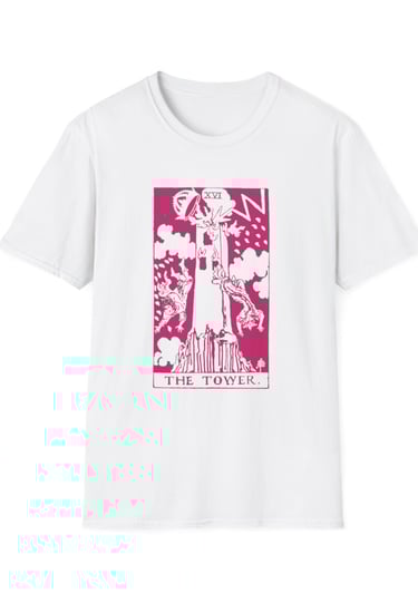 white and pink the tower tarot t-shirt