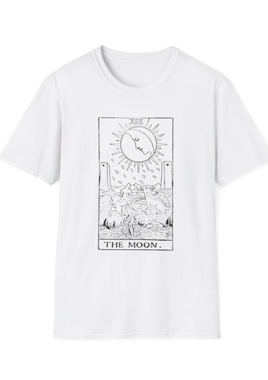 black and white the moon tarot t-shirt
