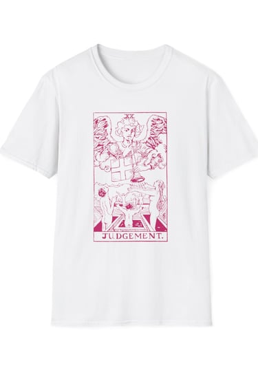 white and pink judgement tarot t-shirt