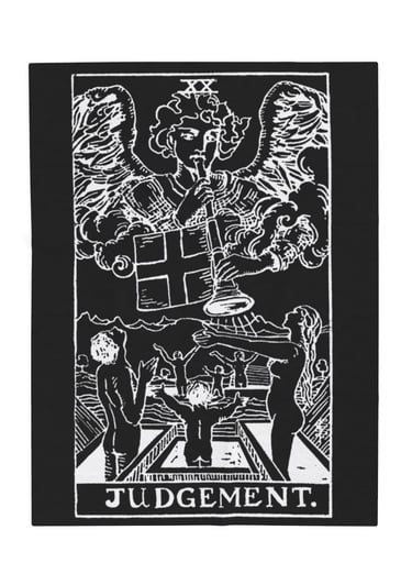black and white judgement tarot blanket