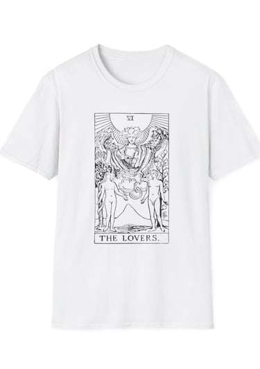 black and white the lovers tarot t-shirt
