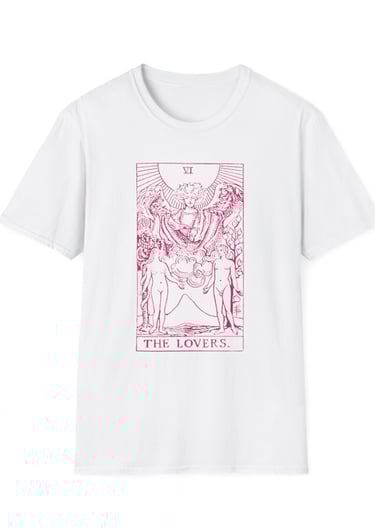 white and pink the lovers tarot t-shirt