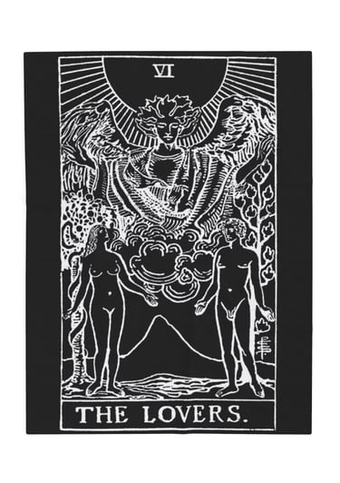 black and white the lovers tarot blanket