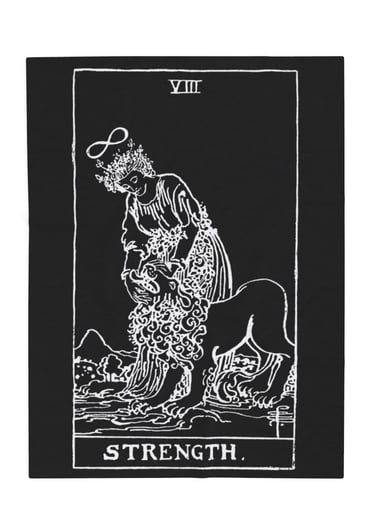 black and white strength tarot blanket