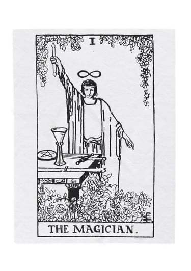 black and white the magician tarot blanket