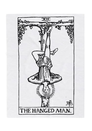 black and white the hanged man tarot blanket