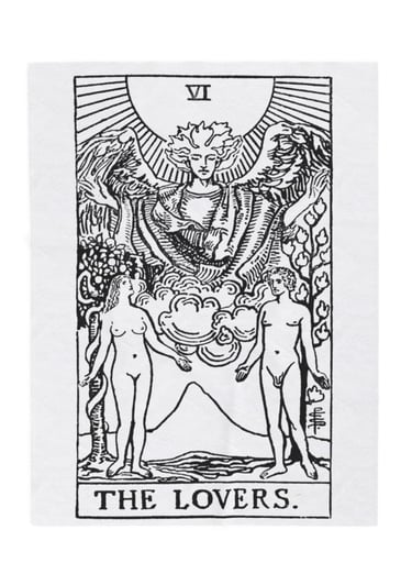 black and white the lovers tarot blanket