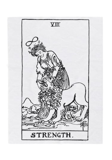 black and white strength tarot blanket