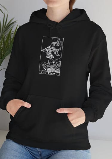 black and white the fool tarot hoodie