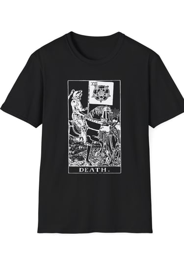 black and white death tarot t-shirt