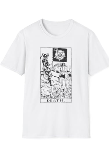 black and white death tarot t-shirt