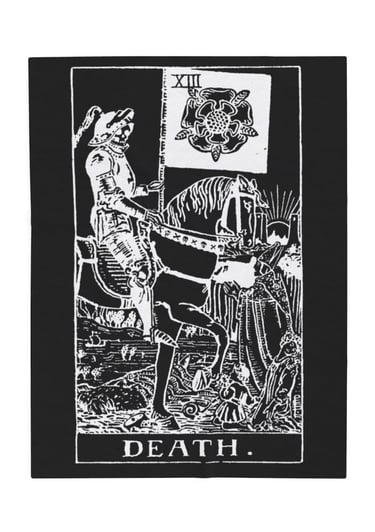 black and white death tarot blanket