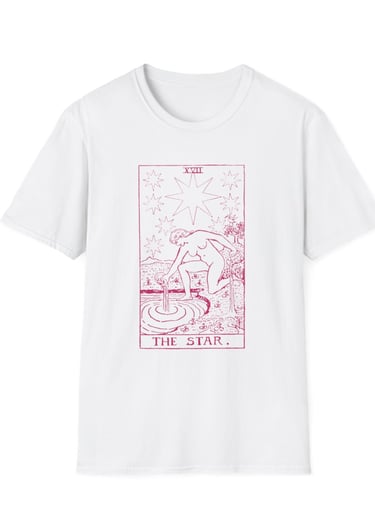 white and pink the star tarot t-shirt