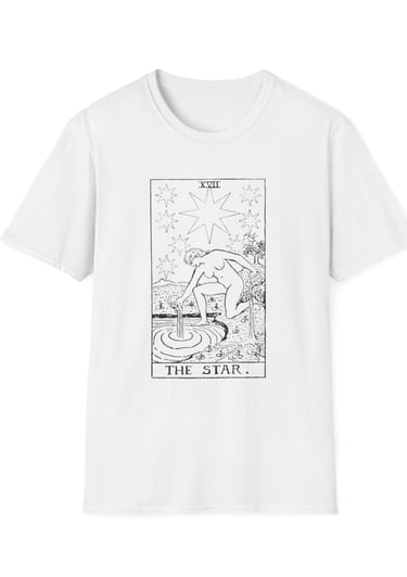 black and white the star tarot t-shirt