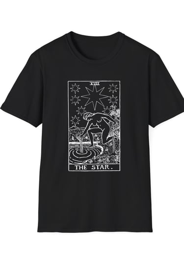 black and white the star tarot t-shirt