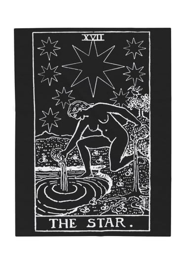 black and white the star tarot blanket