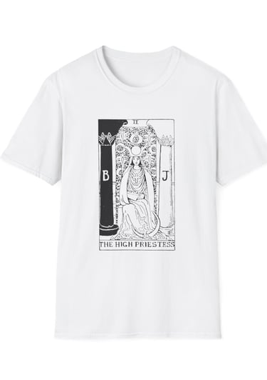 black and white the high priestess tarot t-shirt
