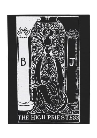 black and white the high priestess tarot blanket