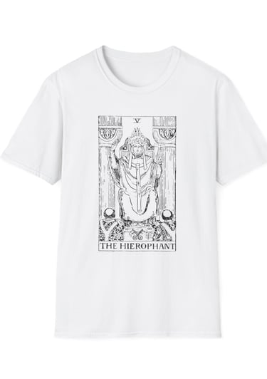 black and white the hierophant tarot t-shirt