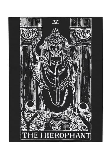 black and white the hierophant tarot blanket