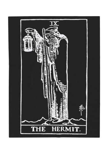 black and white the hermit tarot blanket