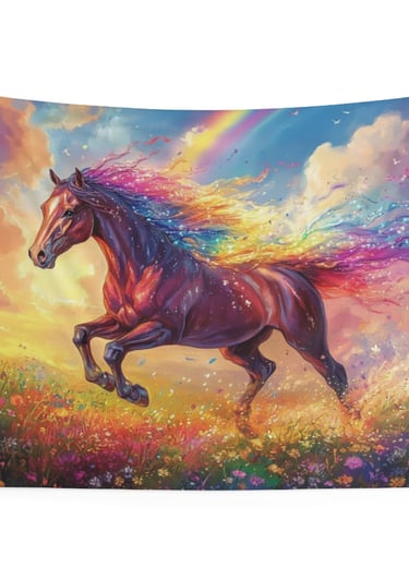 colorful horse tapestry