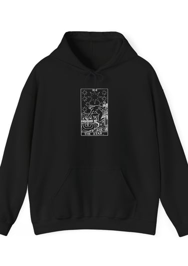 black and white hoodie with the star tarot