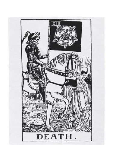 black and white death tarot blanket