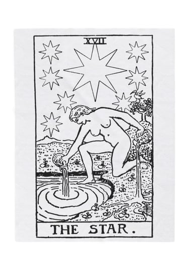 black and white the star tarot blanket