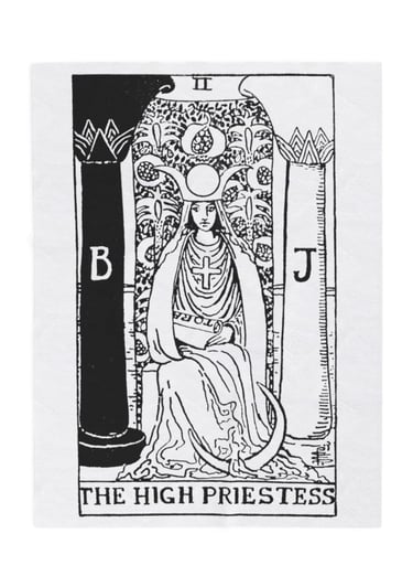 black and white the high priestess tarot blanket