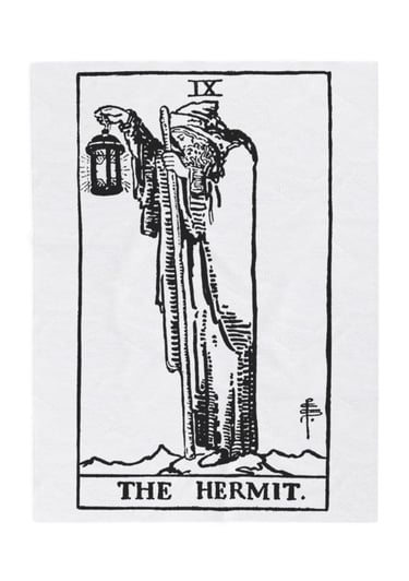 black and white the hermit tarot blanket