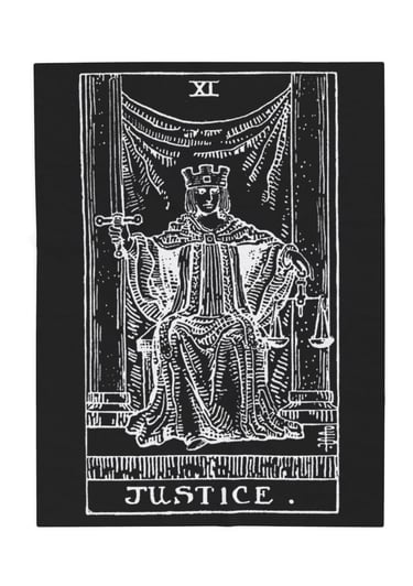 black and white justice tarot blanket