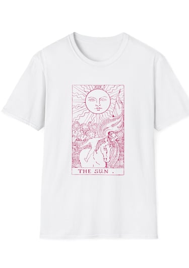 white and pink the sun tarot t-shirt