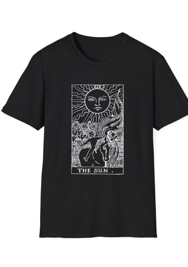 black and white the sun tarot t-shirt