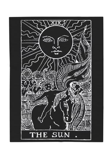 black and white the sun tarot blanket