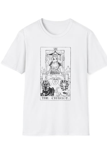 black and white the chariot tarot t-shirt
