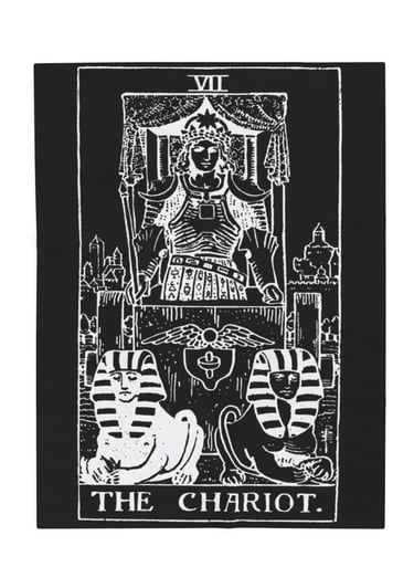 black and white the chariot tarot blanket