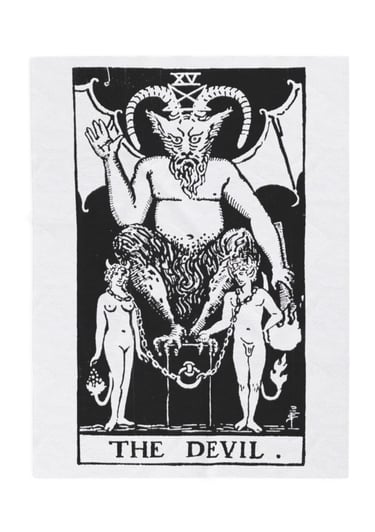 black and white the devil tarot blanket