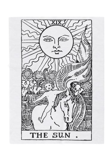 black and white the sun tarot blanket
