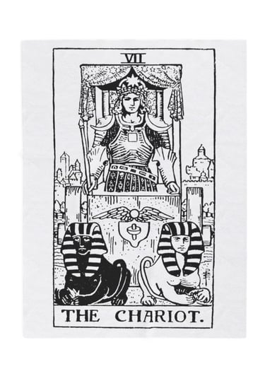black and white the chariot tarot blanket