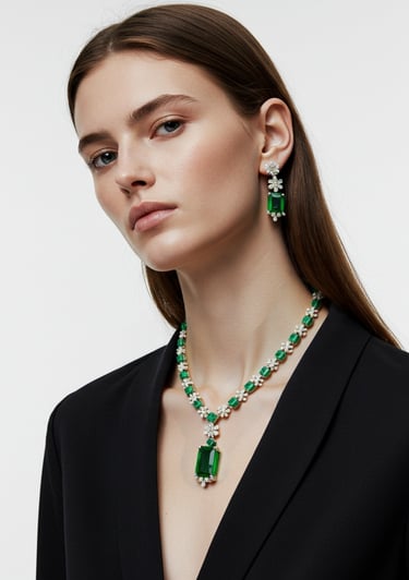 Elegant Green Stone Necklace Set
