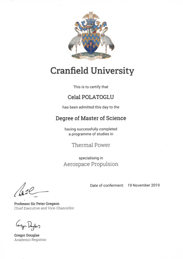 Cranfield Üniversitesi diploma