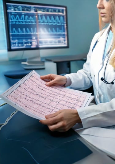 Exames do coração em consultório médico de cardiologia em Foz do Iguaçu