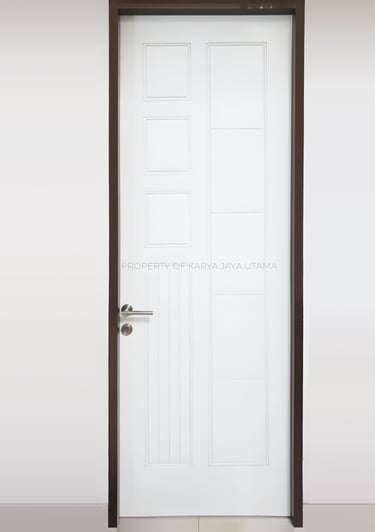 Pintu Solid Wood Panel finishing Duco White Doff