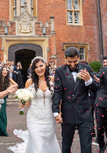 Bride and groom celebration outside the venue, shot by Fred Art Studio